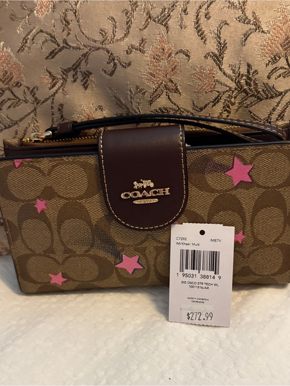 Coach Khaki Signature Disco Star Wristlet - Picture 5 of 7